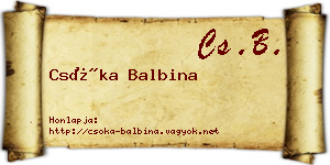 Csóka Balbina névjegykártya